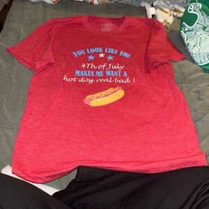 Gildan Red Uni- Tee with Hot Dog Graphic
